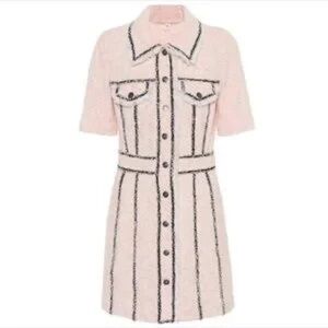 VERONICA BEARD Azra Tweed Boucle Button Down Mini Dress